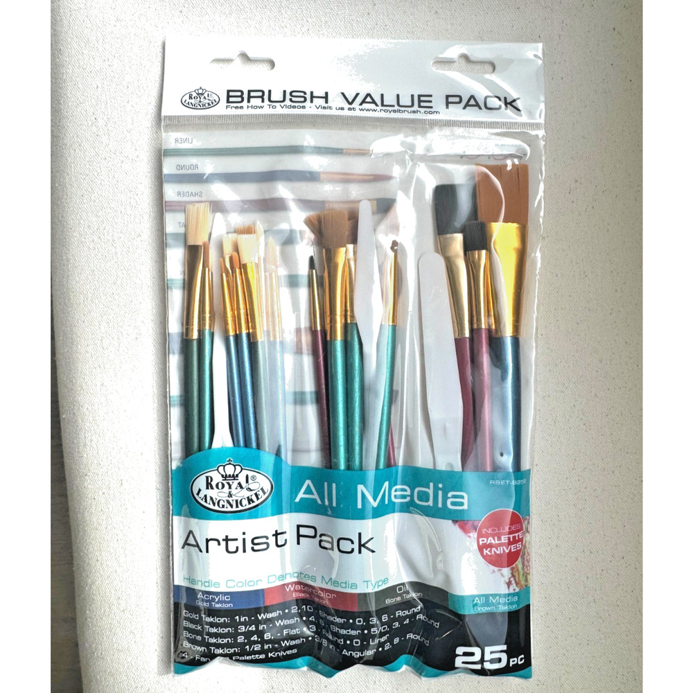 Royal & Langnickel Artist Paint Brushes (25) , Taklon Wood Handles